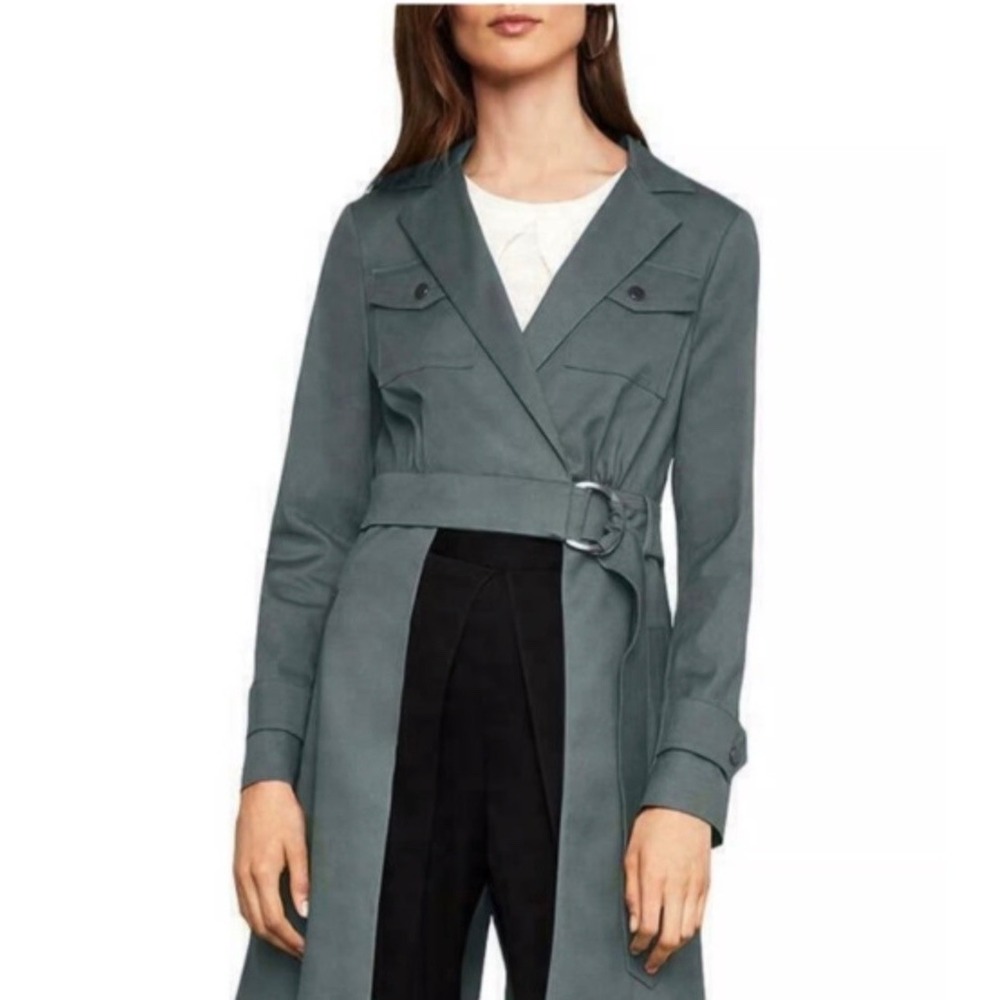 BCBG MAXAZRIA Convertible Open Panel Green Trench Jacket Sz XS-$328